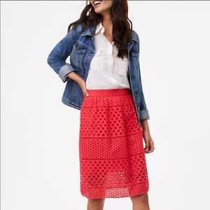 NWOT Loft Coral Eyelet Skirt